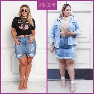 Frontslit Jean Skirt (plus size)